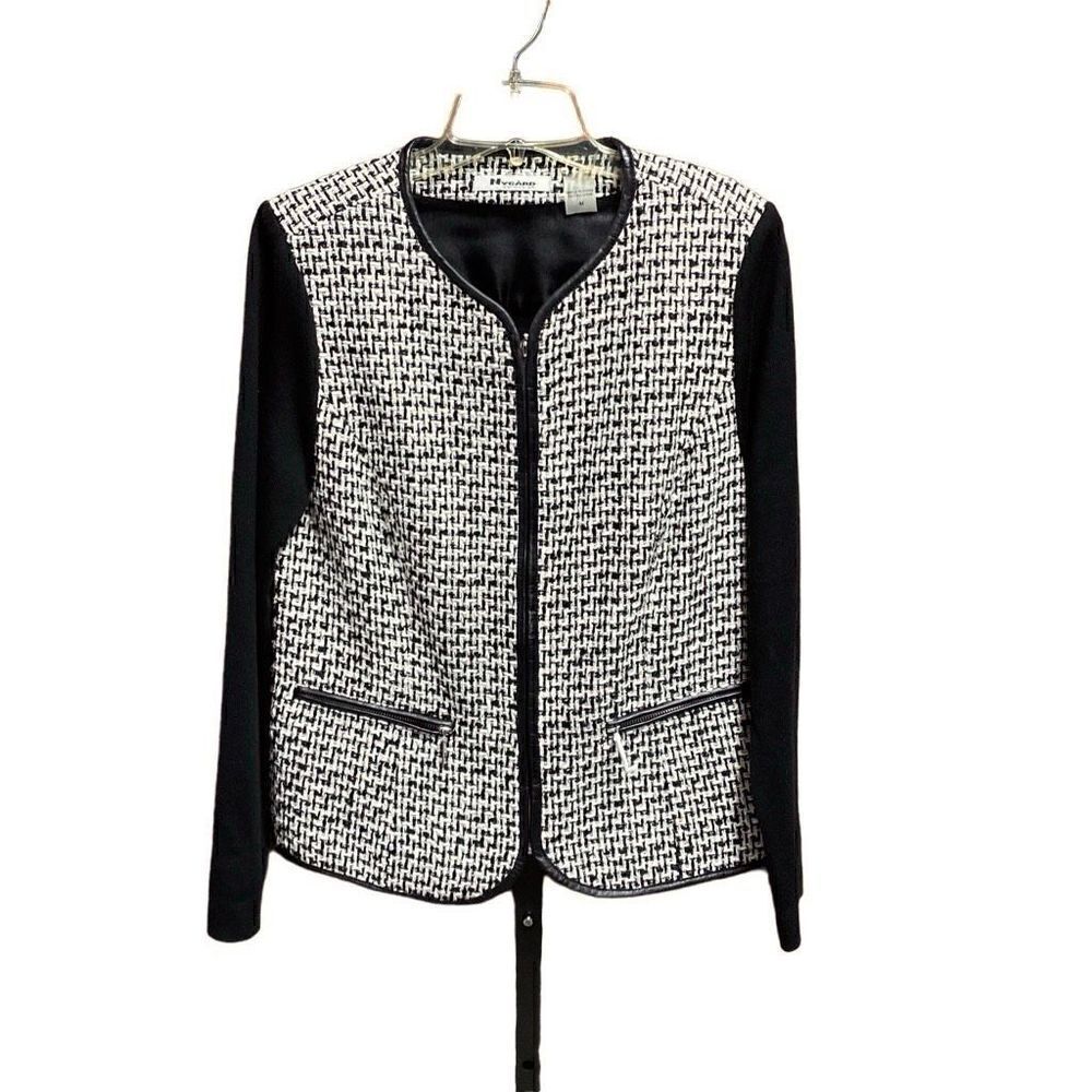 Nygard Collection Black & Cream Tweed Sweater Jacket Size Medium NEW
